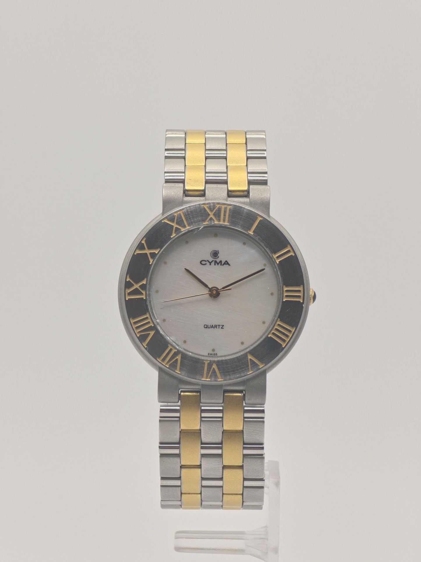 Vintage CYMA Quartz Watch, Two Tone Steel & Gold, Swiss Made