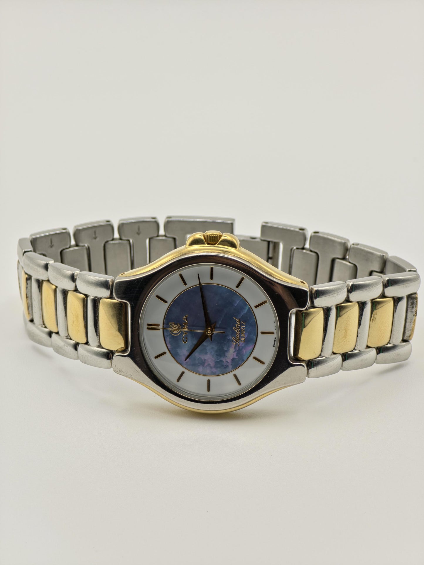 Vintage CYMA Quartz Watch | Blue Mother of Pearl Dial, Swiss Made