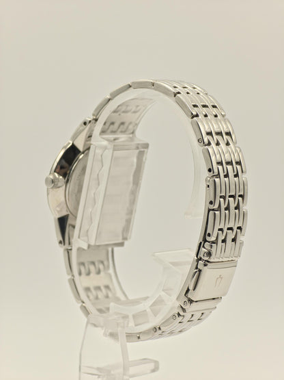 Bulova 96P148 Ladies Stainless Steel Sapphire Glass Black Dial Quartz Wristwatch Elegant Classic Dress Watch