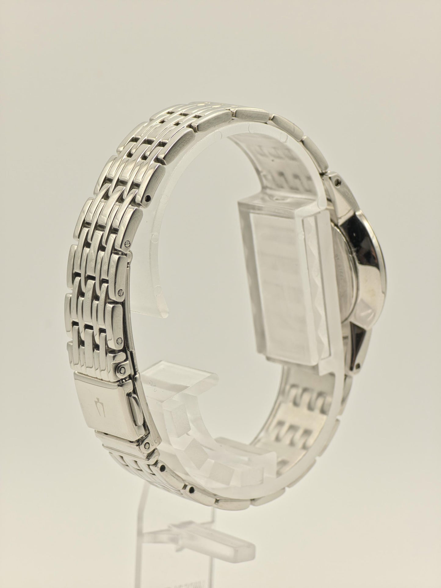 Bulova 96P148 Ladies Stainless Steel Sapphire Glass Black Dial Quartz Wristwatch Elegant Classic Dress Watch