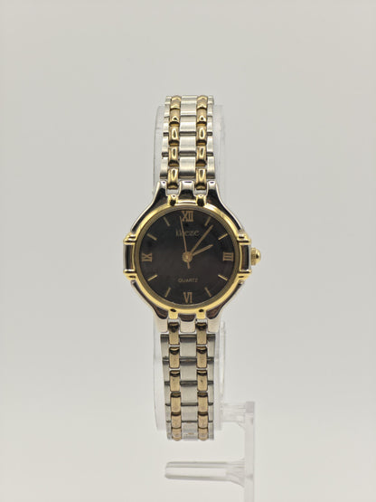 Kleause Women's Two-Tone Watch – Black Dial, Roman Numerals - 79