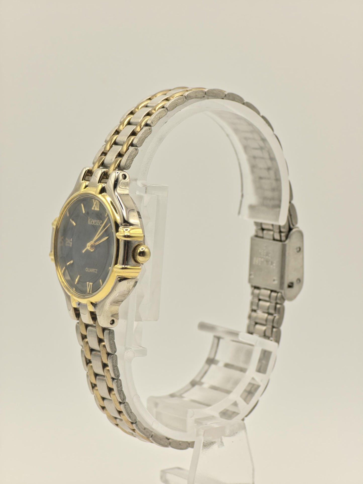 Kleause Women's Two-Tone Watch – Black Dial, Roman Numerals - 79