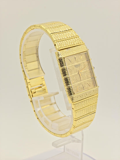 Vintage Rado Gold-Tone Quartz Watch – Textured Bracelet, Swiss Made