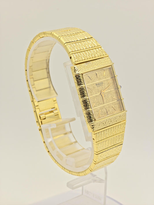Vintage Rado Gold-Tone Quartz Watch – Textured Bracelet, Swiss Made