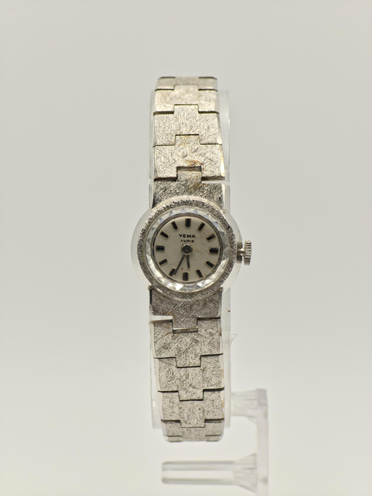 Yema Paris 746313 Ladies Vintage Silver-Tone Watch – Textured Bracelet – Classic French Design