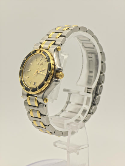 Gucci 9700L Two-Tone Ladies Watch – Gold Dial – Swiss Quartz – Date – Vintage Luxury