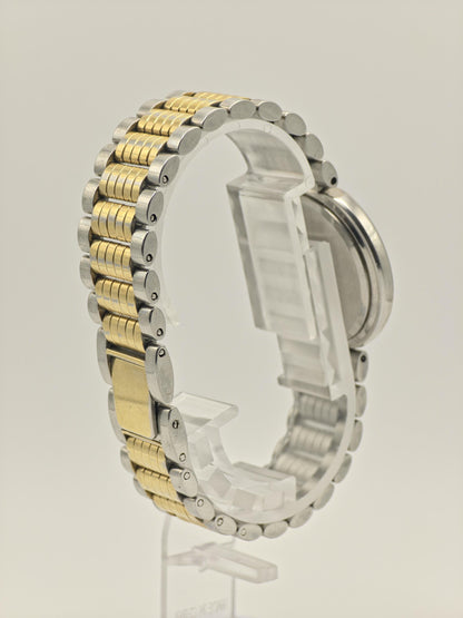 Aureole Vintage Unisex Watch – Gold & Silver Two-Tone – Swiss Quartz – Date Window – Classic Oval Design