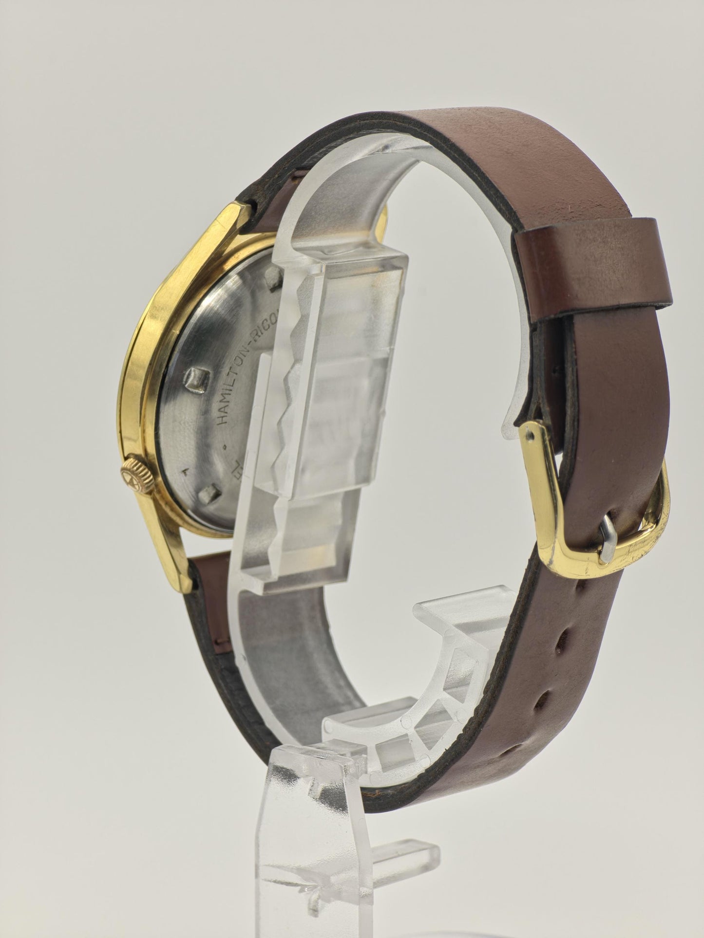 Hamilton-Ricoh Electric Vintage Watch – Gold-Tone, Silver Sunburst Dial