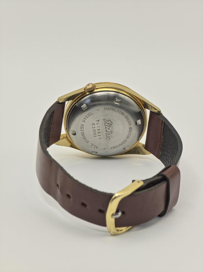 Hamilton-Ricoh Electric Vintage Watch – Gold-Tone, Silver Sunburst Dial