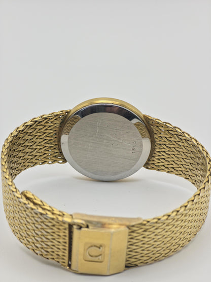 Omega De Ville 1365 Vintage Quartz – Gold-Tone Mesh Bracelet – Slim Minimalist Classic – Unisex Swiss Watch