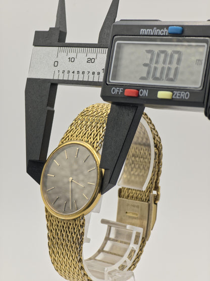 Omega De Ville 1365 Vintage Quartz – Gold-Tone Mesh Bracelet – Slim Minimalist Classic – Unisex Swiss Watch