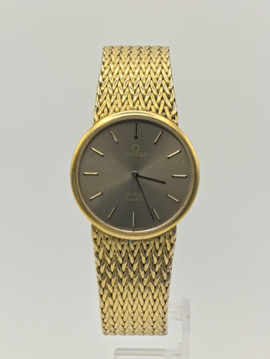 Omega De Ville 1365 Vintage Quartz – Gold-Tone Mesh Bracelet – Slim Minimalist Classic – Unisex Swiss Watch