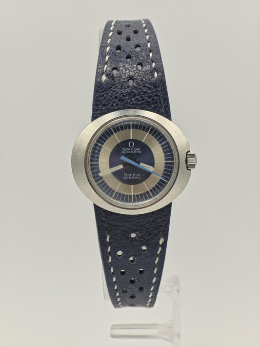 Omega Genève Dynamic Automatic Watch – 1970s Blue Bullseye Dial