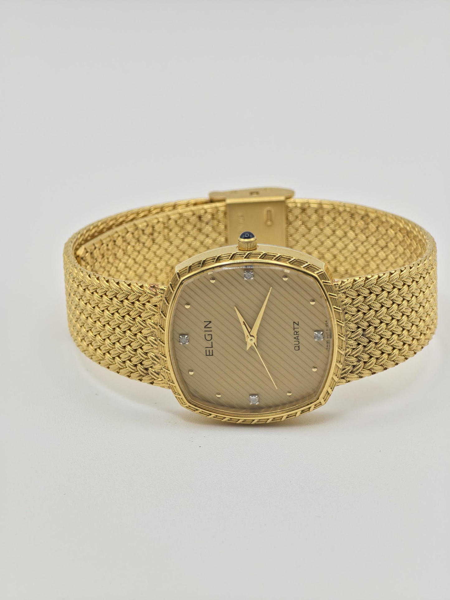 Vintage Elgin Swiss Men’s Watch – Gold-Tone Weave Bracelet