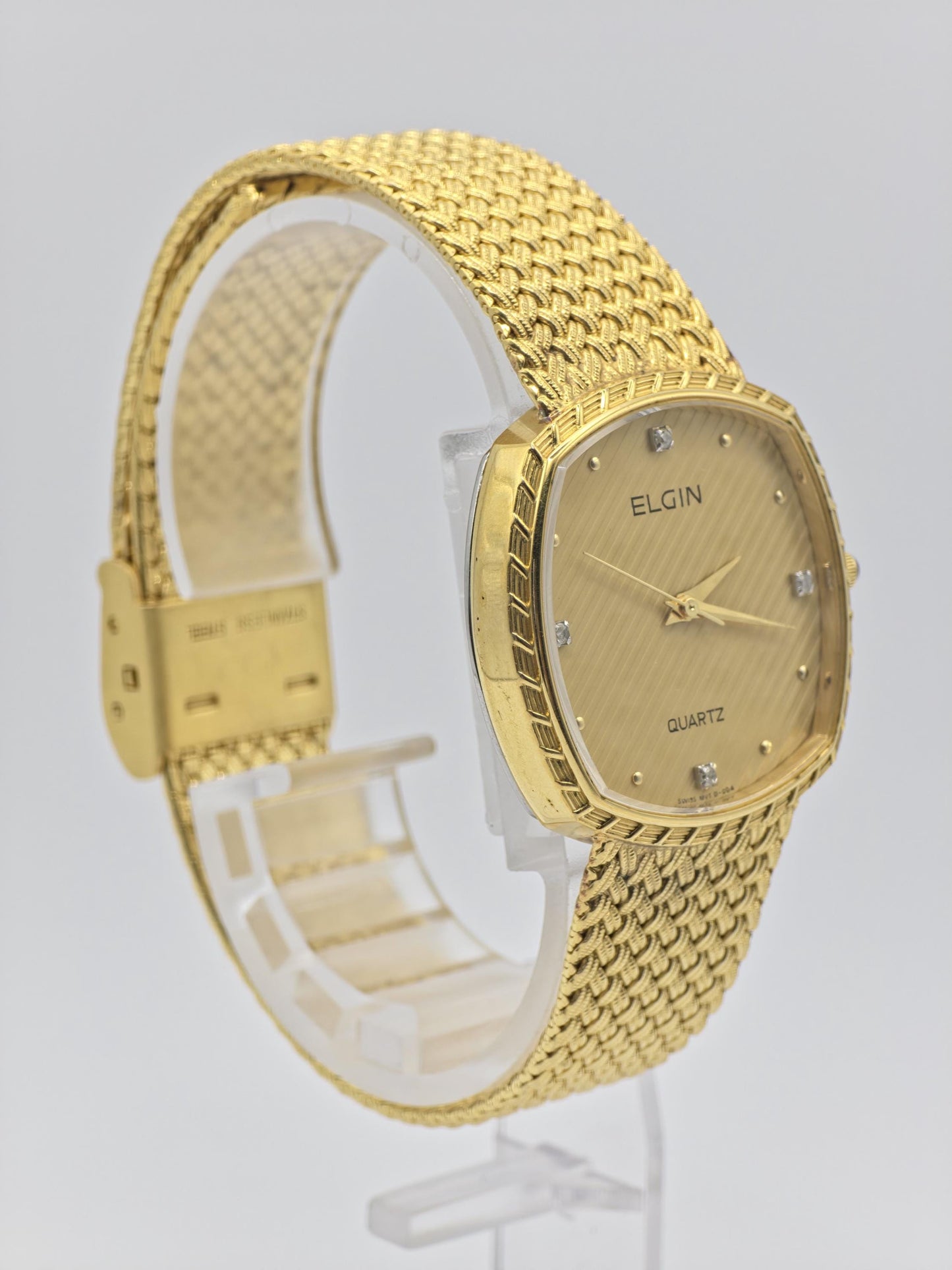 Vintage Elgin Swiss Men’s Watch – Gold-Tone Weave Bracelet
