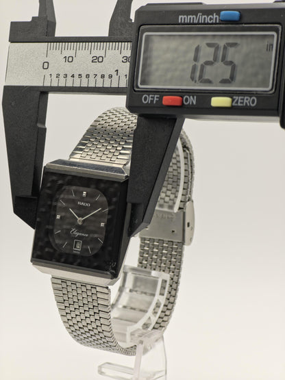 Vintage RADO Elegance Watch | 1980s Swiss Stainless Steel, Black Dial