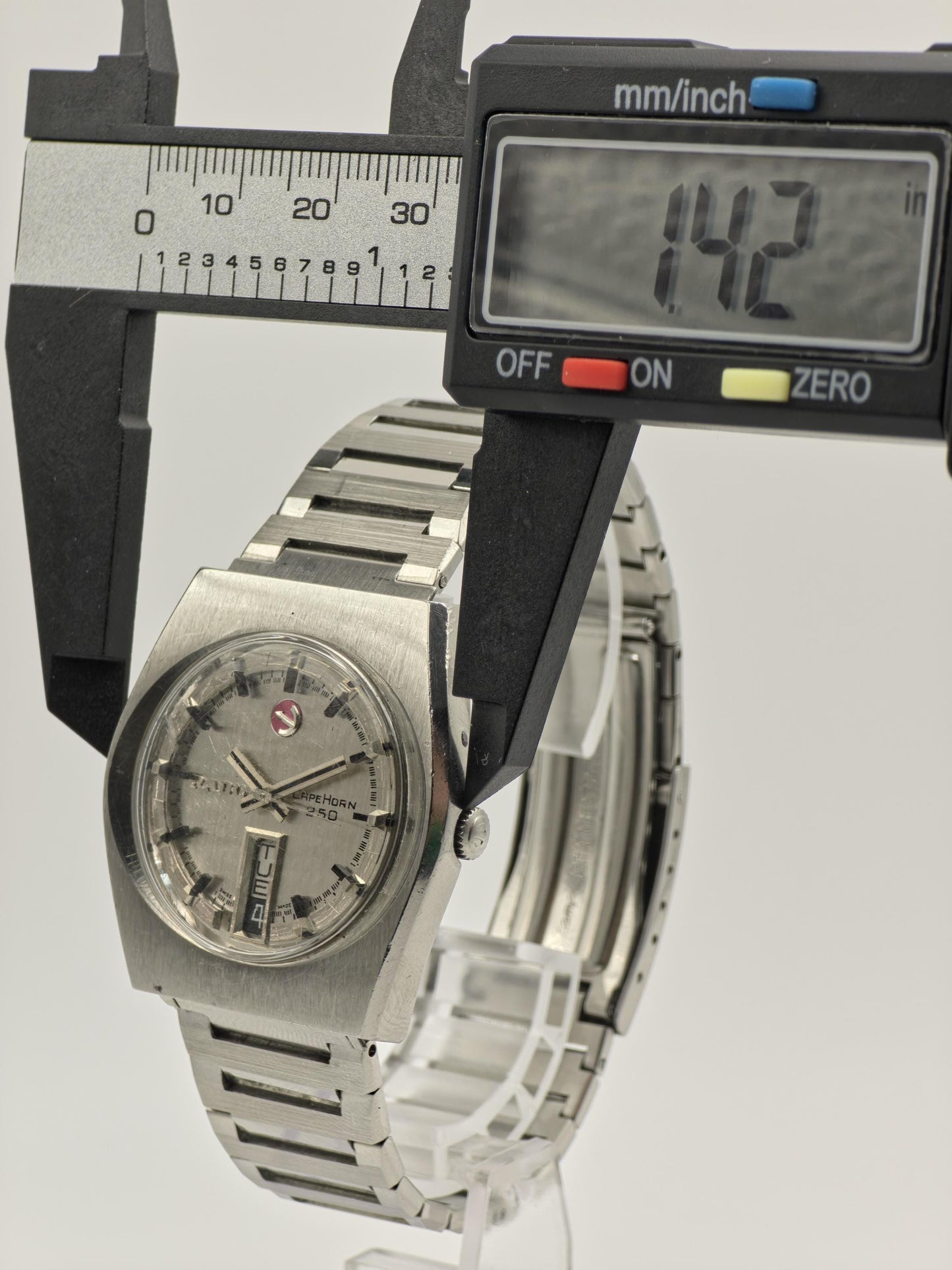 Vintage Rado Cape Horn Automatic Watch | Swiss Steel Day-Date, 1970s Timepiece