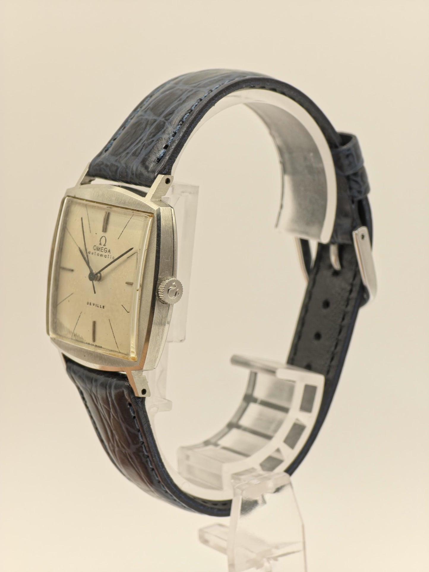 Vintage Omega De Ville Automatic Watch | 1960s Square Stainless Steel, Patina Dial