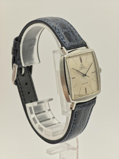 Vintage Omega De Ville Automatic Watch | 1960s Square Stainless Steel, Patina Dial