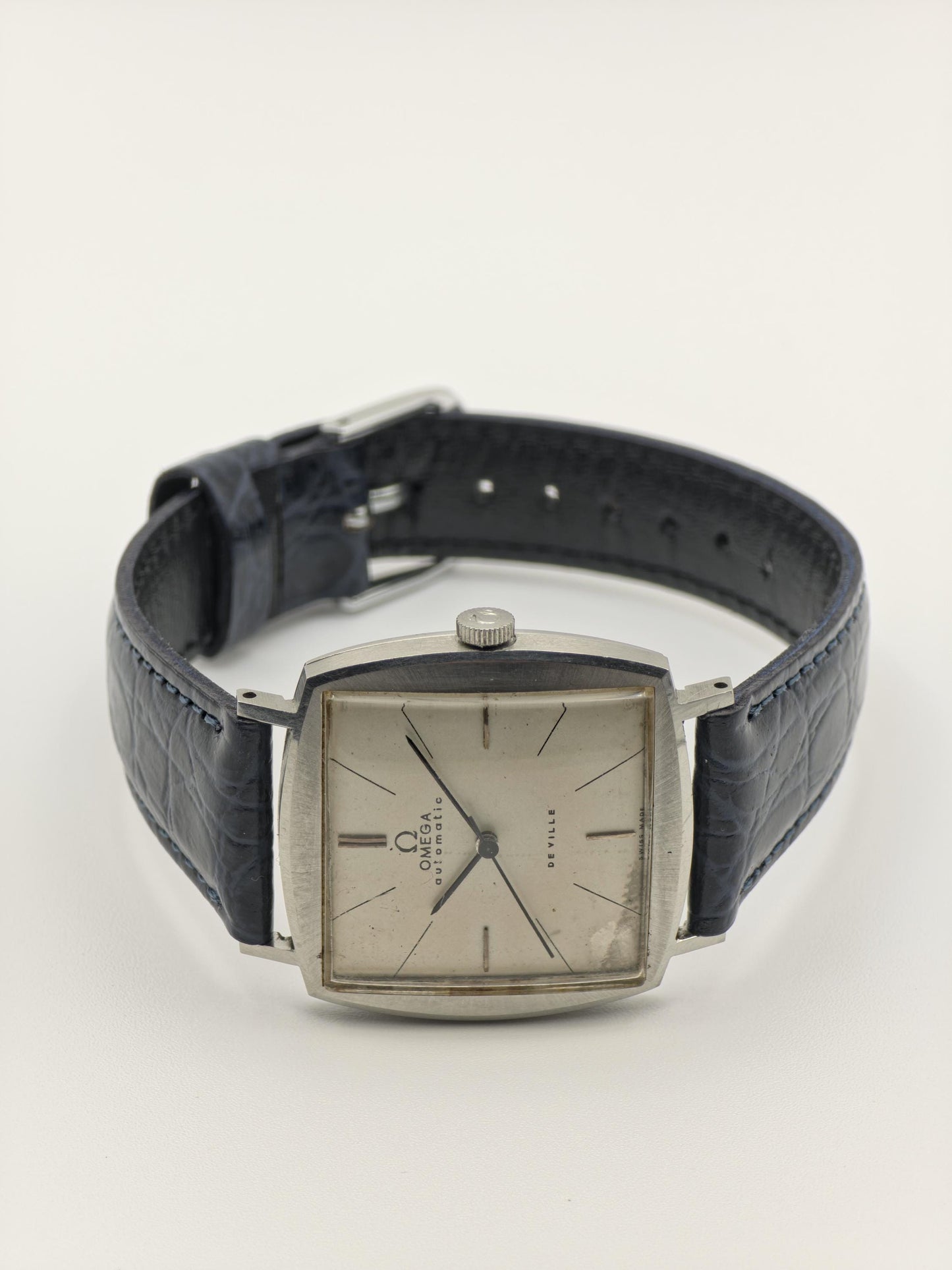Vintage Omega De Ville Automatic Watch | 1960s Square Stainless Steel, Patina Dial