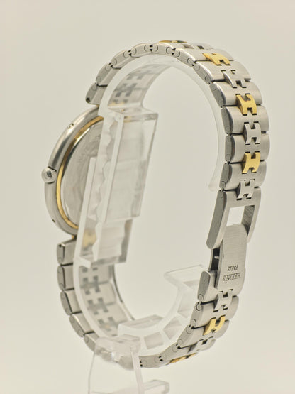 Vintage Hermès Paris Two-Tone Watch | Swiss Made Clipper Style | Cream Dial & Date | Stainless Steel/Gold Dress Timepiece