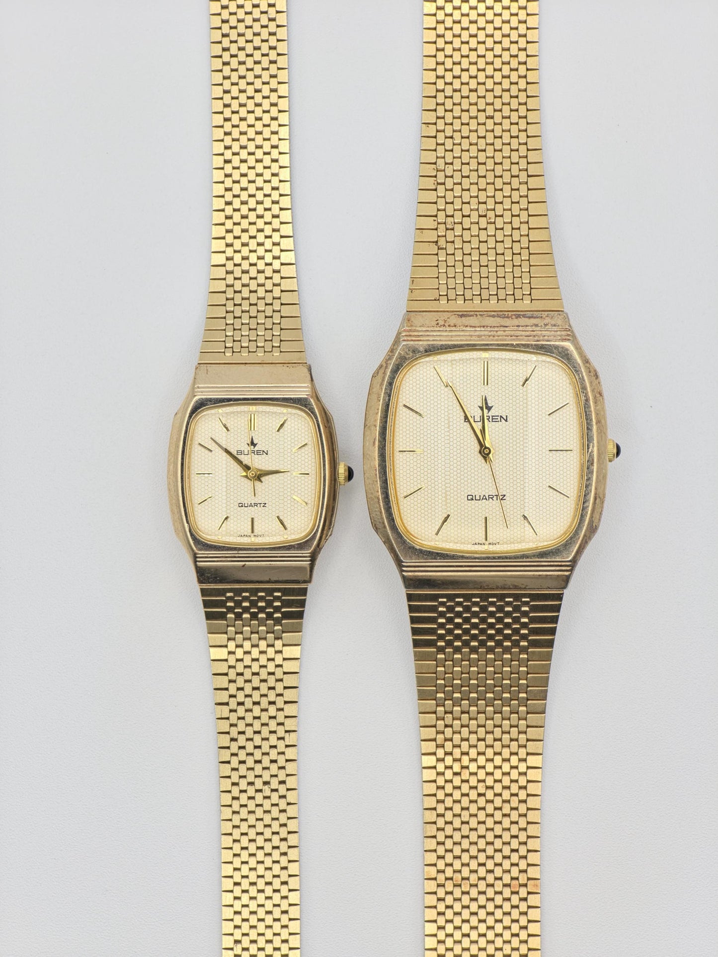 Vintage Buren Couple Watch Set | Gold-Tone Swiss Quartz Timepiece
