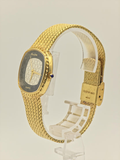 Vintage Bulova Couple Watch Set | Gold-Tone Diamond-Style Dial, Swiss Quartz
