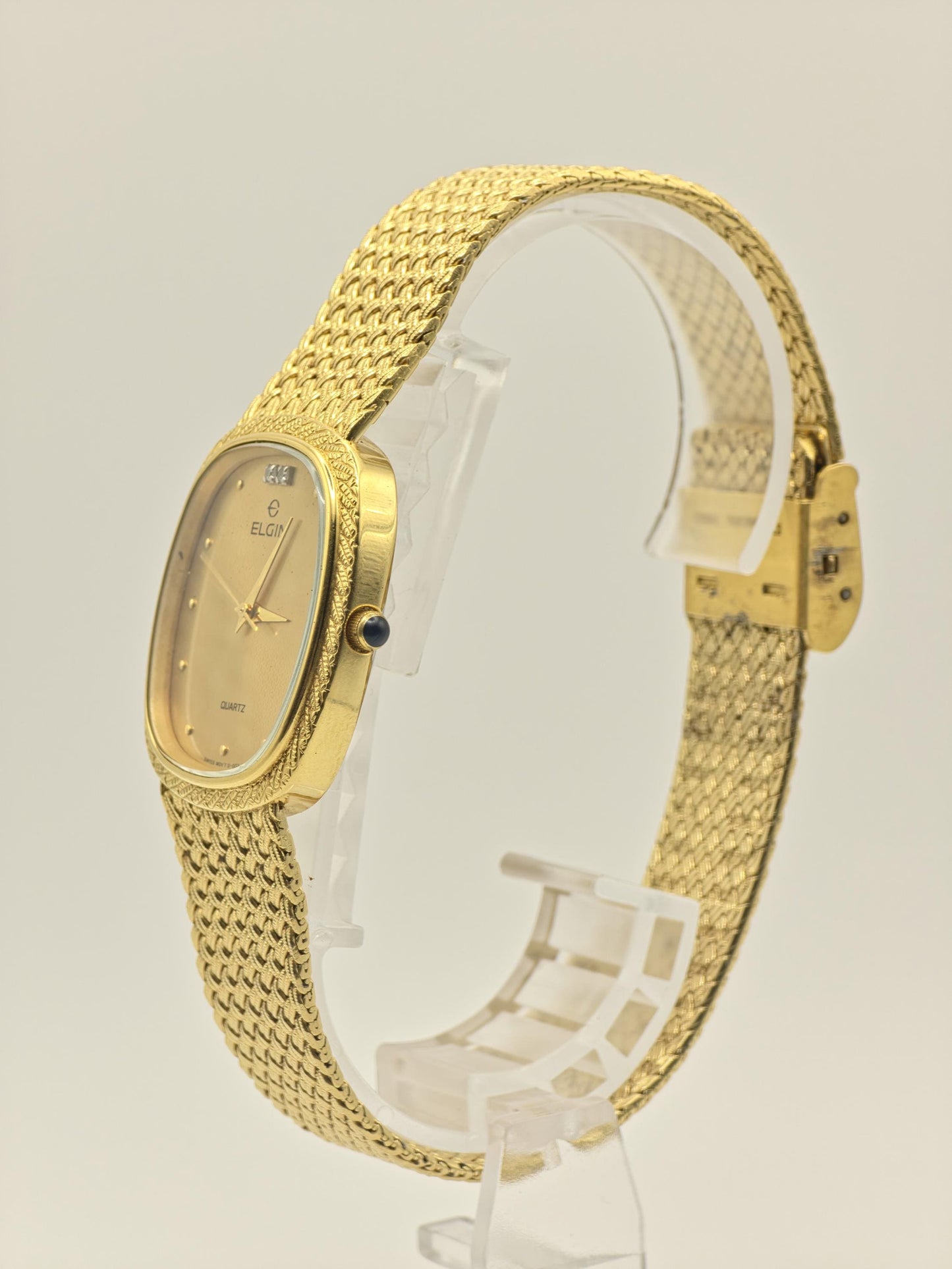 Vintage Elgin Gold-Tone Dress Watch | Swiss Quartz, Engraved Case