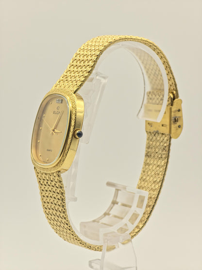 Vintage Elgin Gold-Tone Dress Watch | Swiss Quartz, Engraved Case