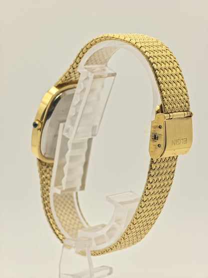 Vintage Elgin Gold-Tone Dress Watch | Swiss Quartz, Engraved Case
