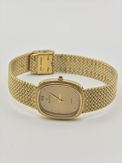 Vintage Elgin Gold-Tone Dress Watch | Swiss Quartz, Engraved Case