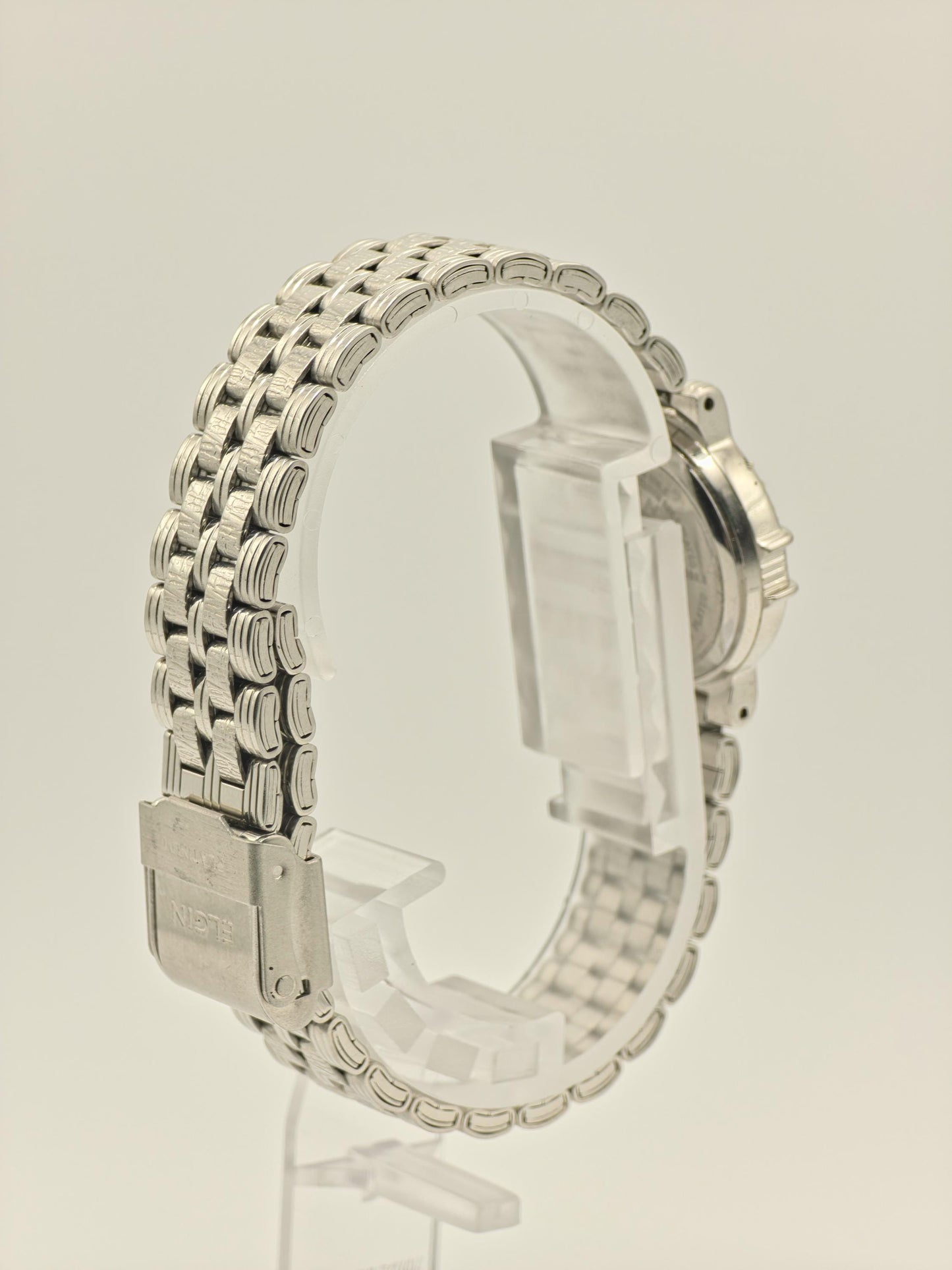 Vintage Elgin Ladies Platinum-Tone Watch | Diamond-Style Bezel & Markers | Swiss Quartz | Elegant Dress Timepiece