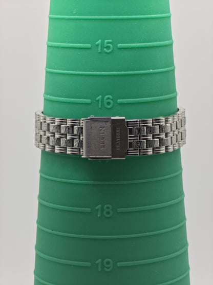 Vintage Elgin Ladies Platinum-Tone Watch | Diamond-Style Bezel & Markers | Swiss Quartz | Elegant Dress Timepiece