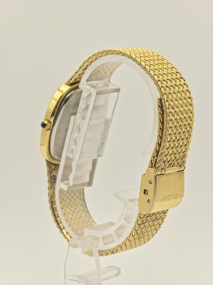 Vintage Elgin Gold-Tone Watch | Swiss Quartz, Engraved Bezel