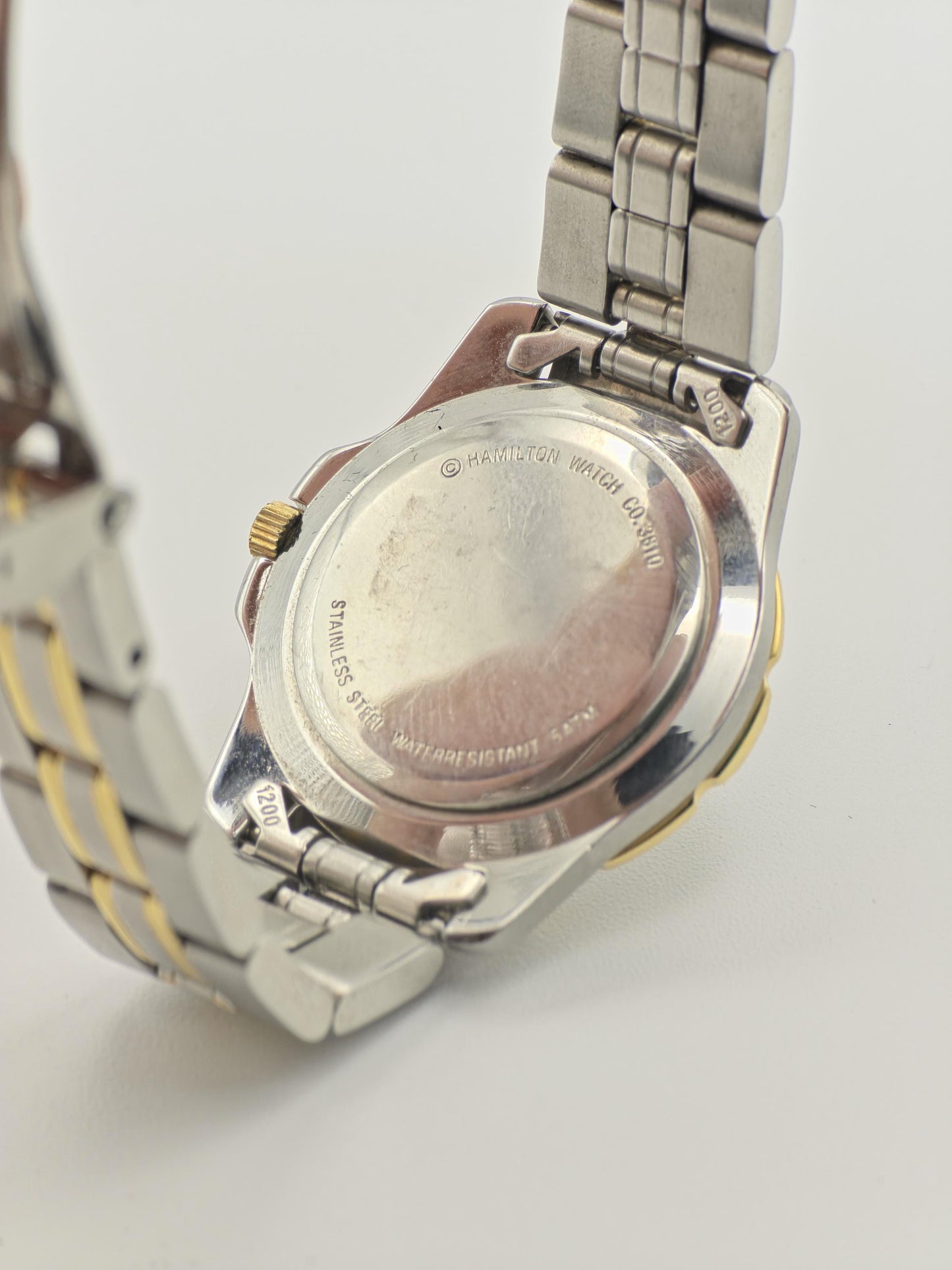 Vintage Hamilton Two-Tone Watch | Swiss Quartz, Black Dial (Original Box + Links)