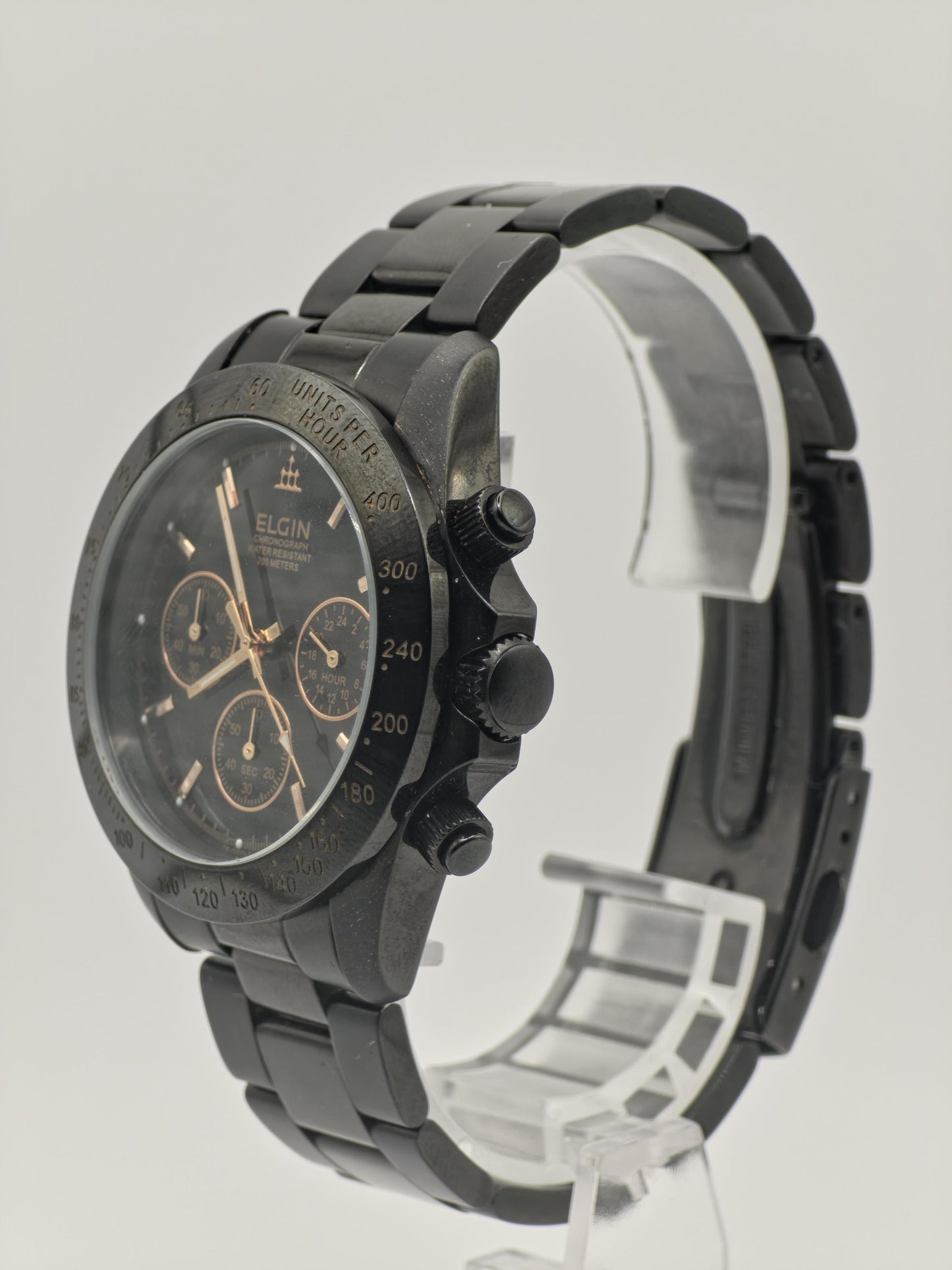ELGIN Black & Gold Quartz Watch | Sport-Dress Timepiece, Original Box