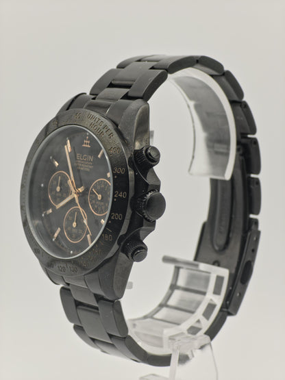 ELGIN Black & Gold Quartz Watch | Sport-Dress Timepiece, Original Box