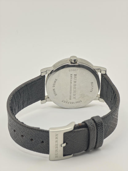 Burberry BU1775 Men's Swiss Watch: Check Dial, Leather Strap, Date