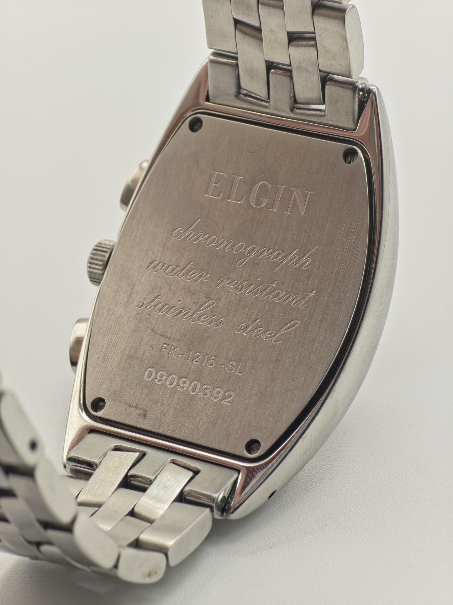 Elgin FK1215SL Chronograph Watch: Stainless Steel, Red Dial, Vintage Style