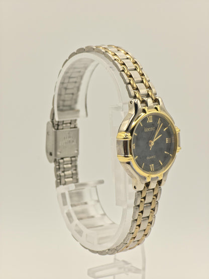 Kleause Women's Two-Tone Watch – Black Dial, Roman Numerals - 79