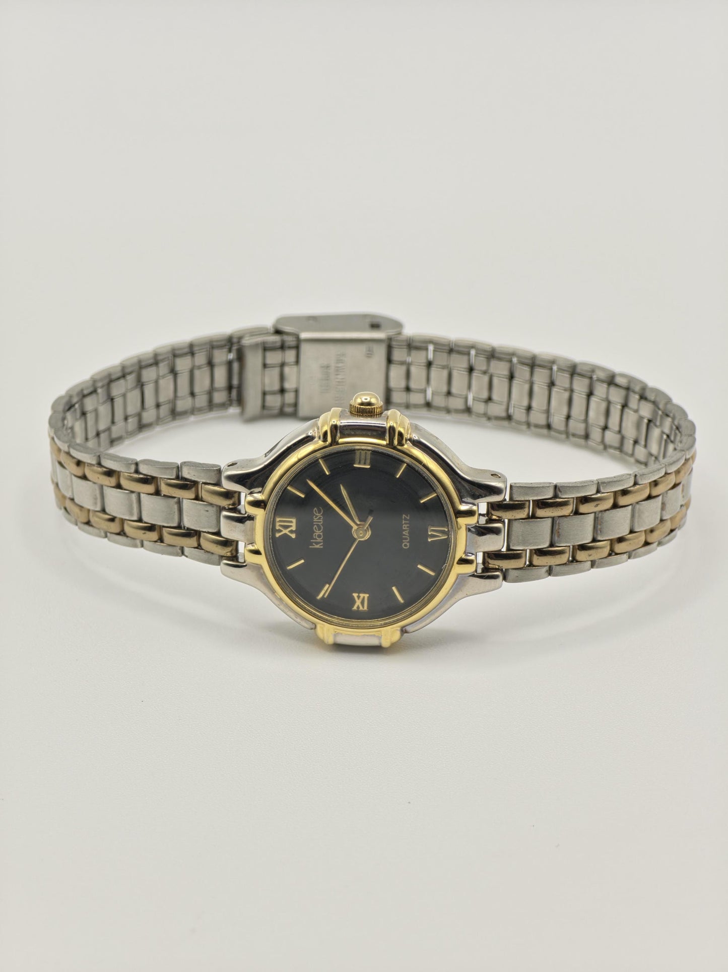 Kleause Women's Two-Tone Watch – Black Dial, Roman Numerals - 79