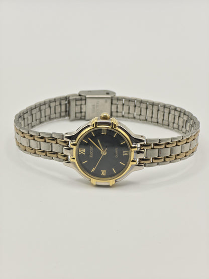 Kleause Women's Two-Tone Watch – Black Dial, Roman Numerals - 79