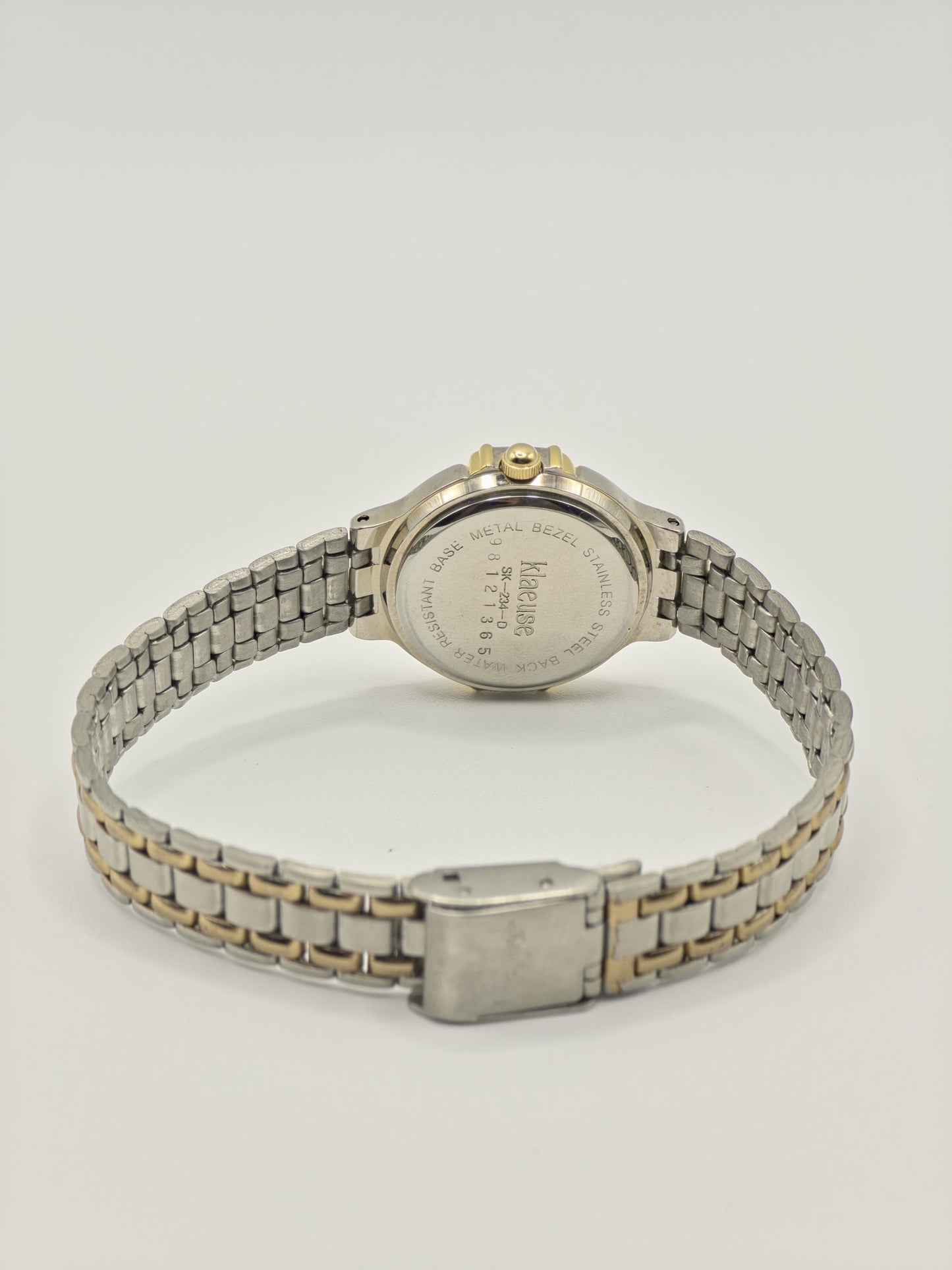 Kleause Women's Two-Tone Watch – Black Dial, Roman Numerals - 79