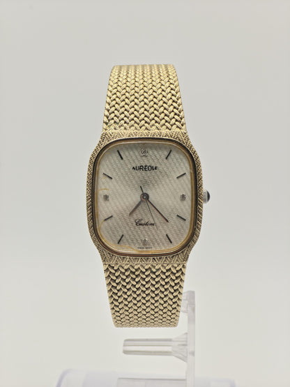 Aureole SW532M Gold Tone Vintage Quartz Watch – Textured Dial – Swiss Made – Elegant Dress Style