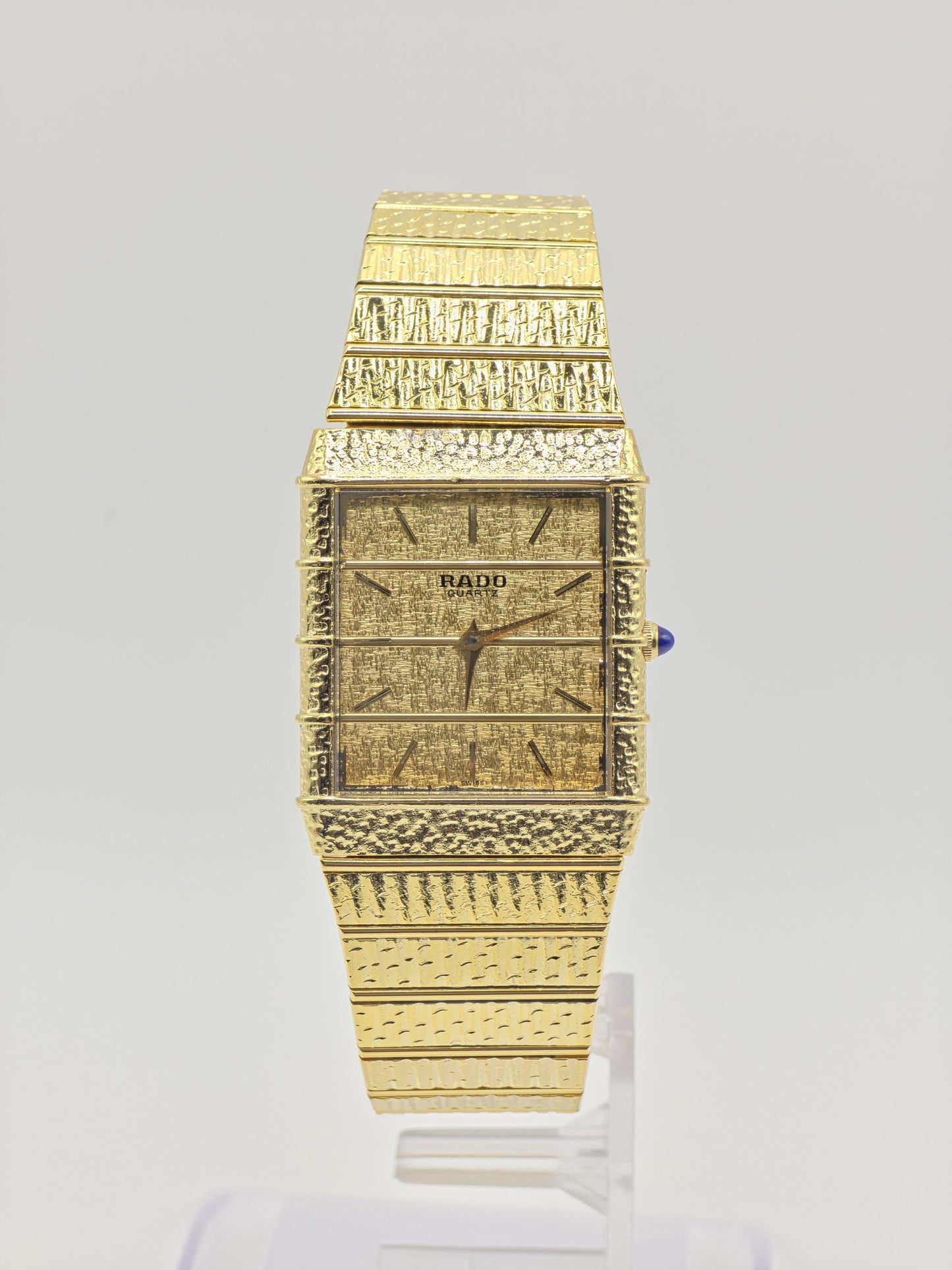 Vintage Rado Gold-Tone Quartz Watch – Textured Bracelet, Swiss Made