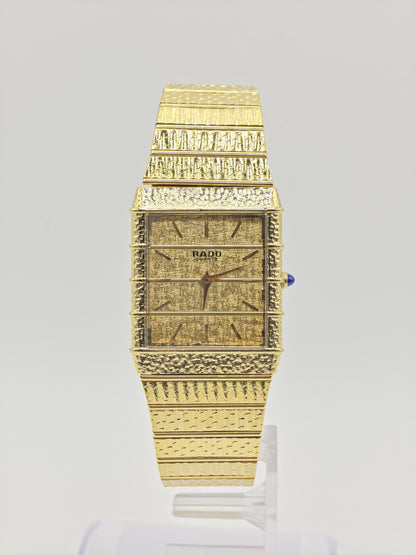 Vintage Rado Gold-Tone Quartz Watch – Textured Bracelet, Swiss Made
