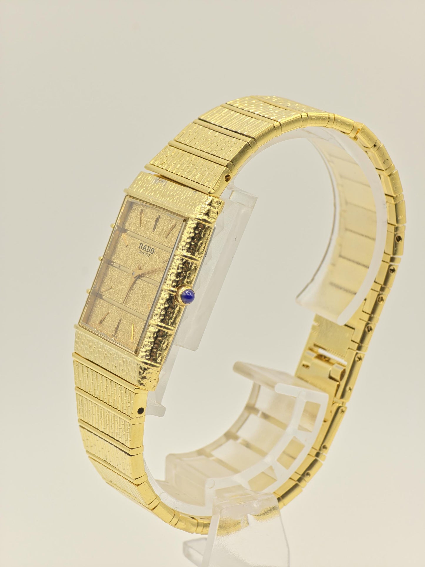 Vintage Rado Gold-Tone Quartz Watch – Textured Bracelet, Swiss Made