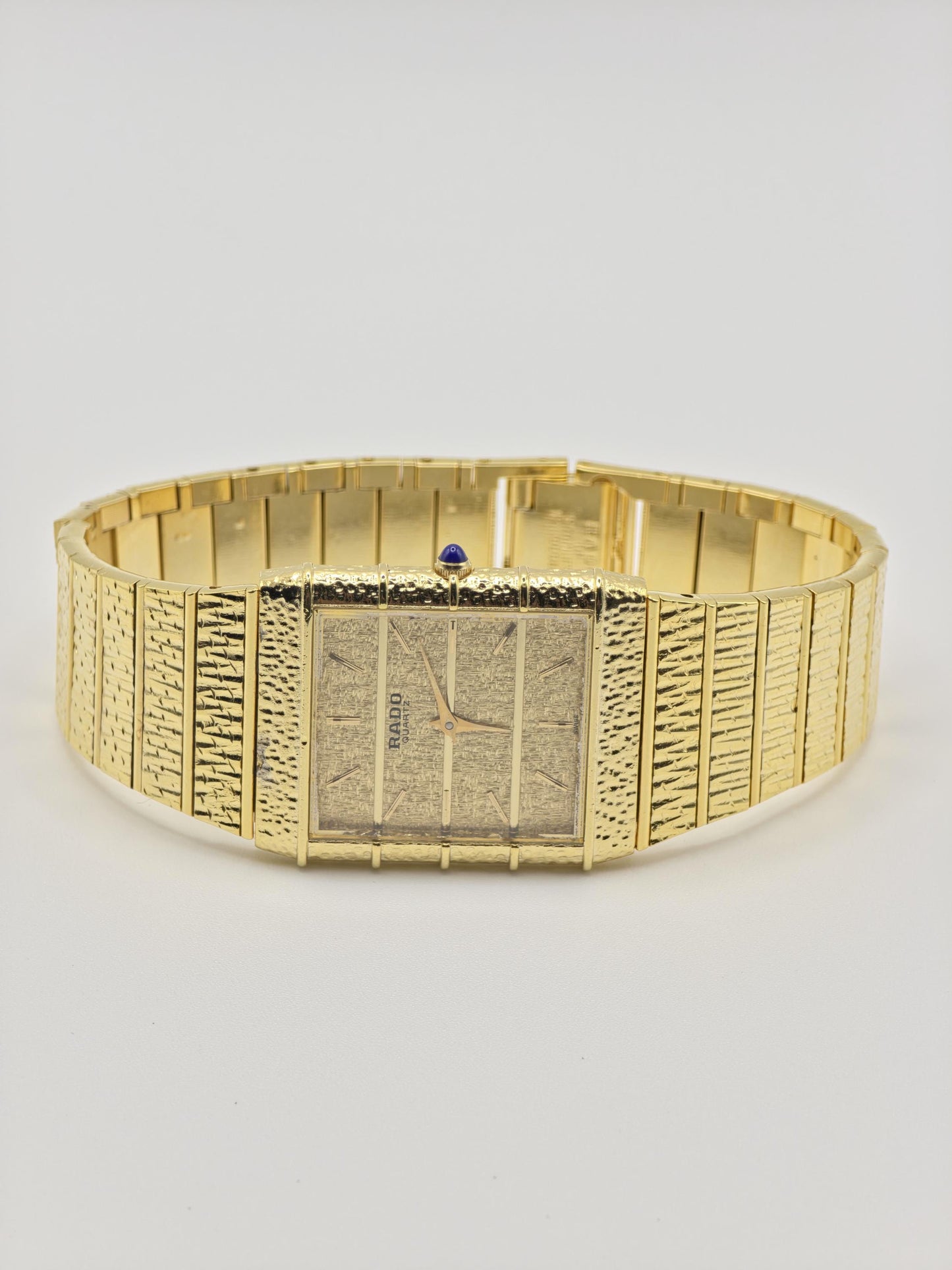 Vintage Rado Gold-Tone Quartz Watch – Textured Bracelet, Swiss Made