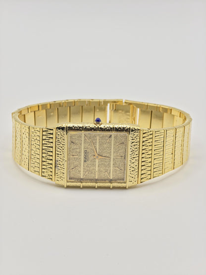 Vintage Rado Gold-Tone Quartz Watch – Textured Bracelet, Swiss Made