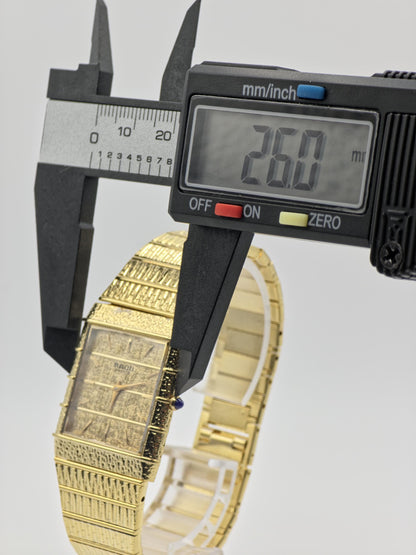 Vintage Rado Gold-Tone Quartz Watch – Textured Bracelet, Swiss Made